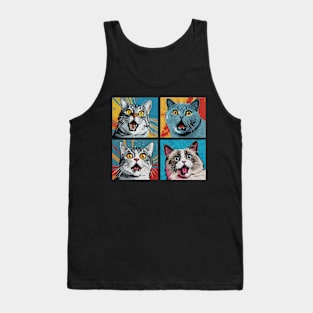 Funny Crazy Cat Pop Art Tank Top